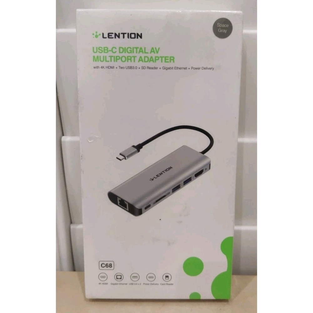 LENTION C68 USB-C Digital AV Multiport Adapter - Space Gray - New/ Sealed